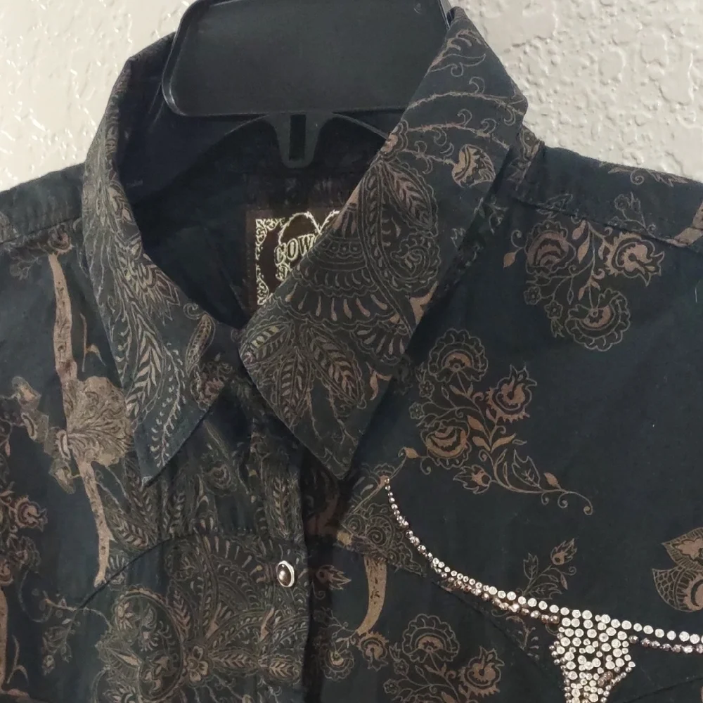 COWGIRL HARDWARE,Black and Brown Western Shirt, Size XL - Picture 9 of 17